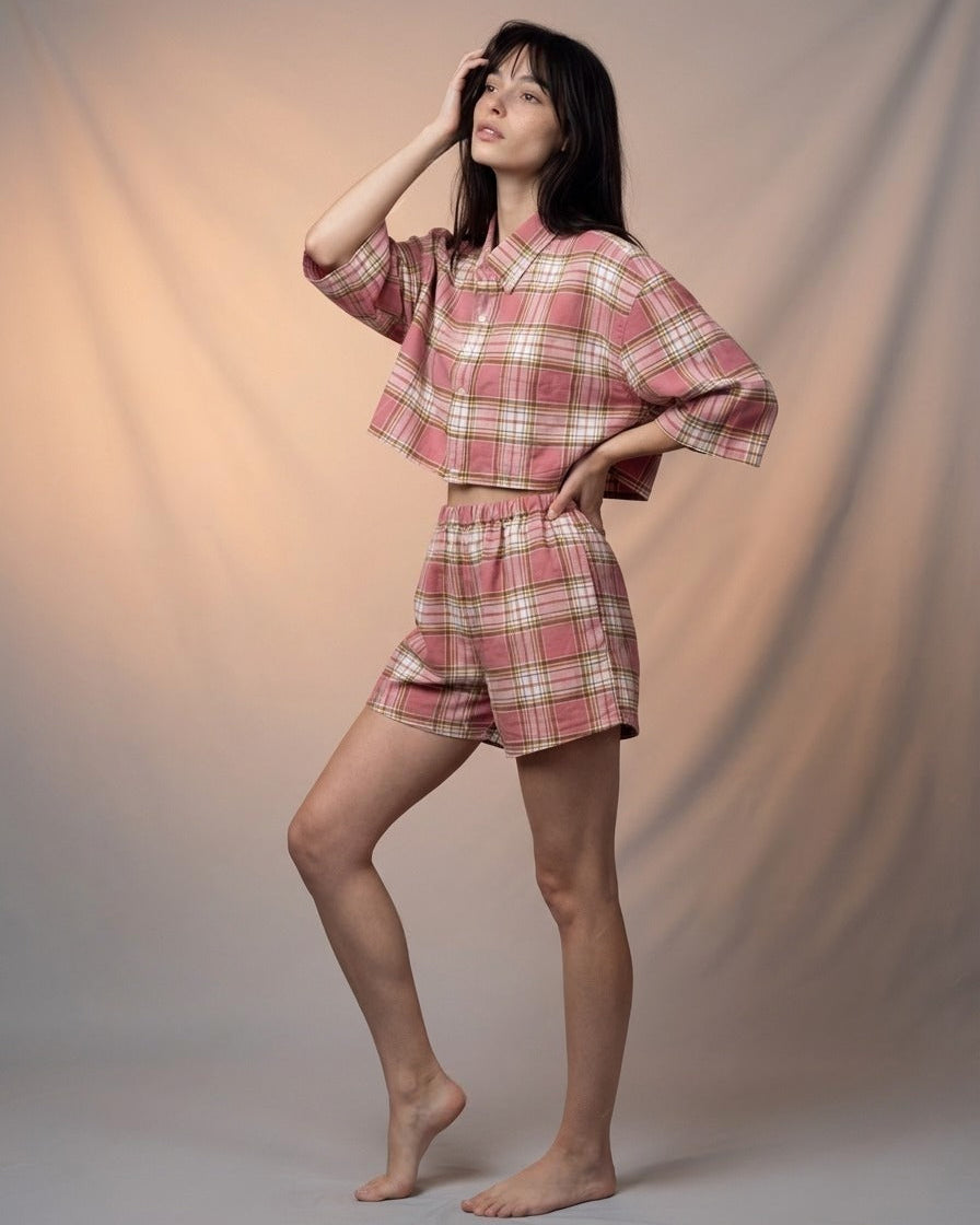 CAMICINO - Pigiamino scozzese rosa