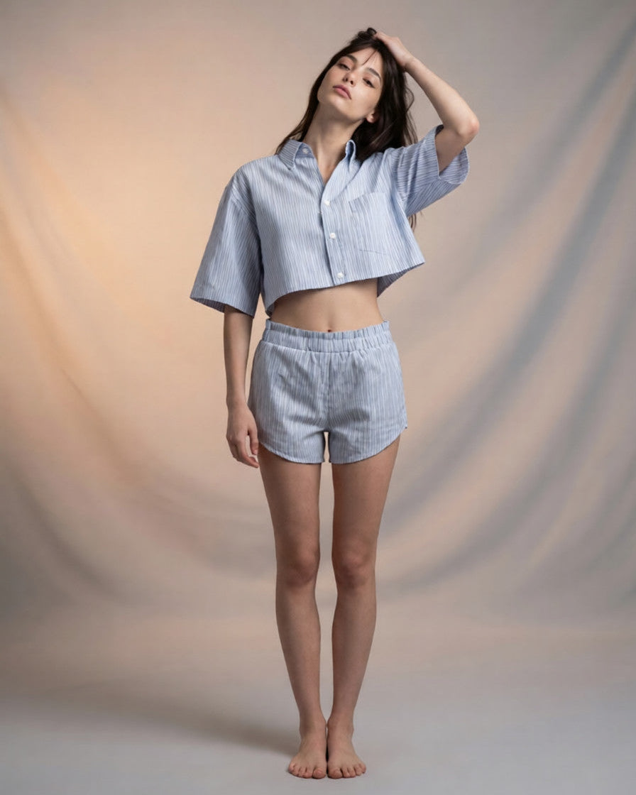 CAMICINO - Pigiamino a righe azzurre