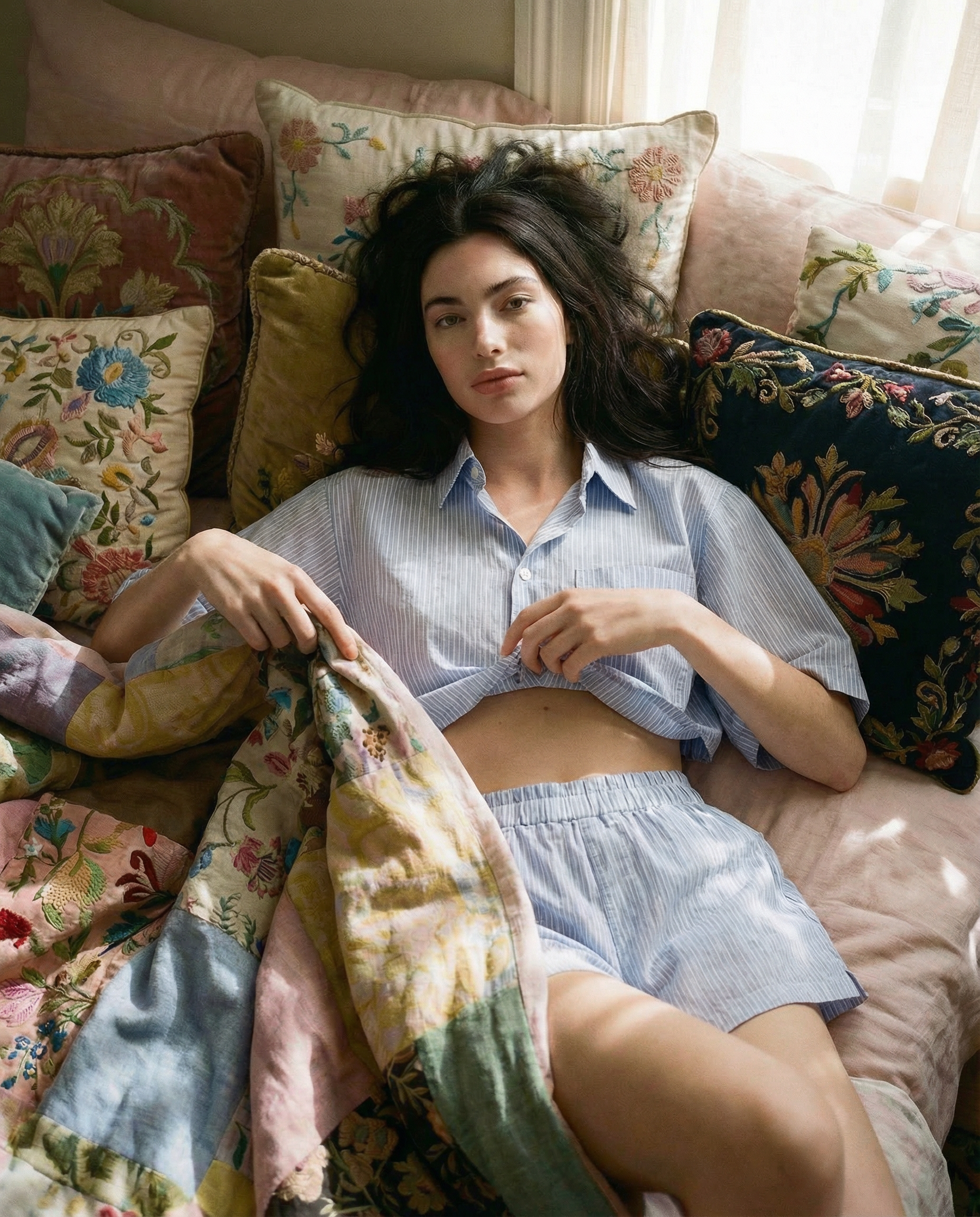 CAMICINO - Pigiamino a righe azzurre