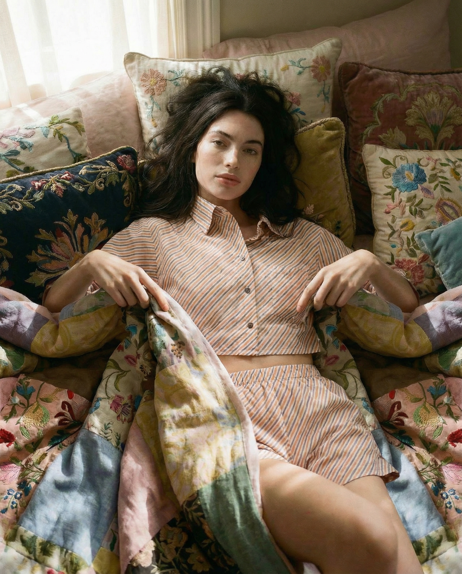 CAMICINO - Pigiamino a righe gialle